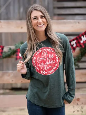 Oh Come Let Us Adore Him Patch long sleeve Tee