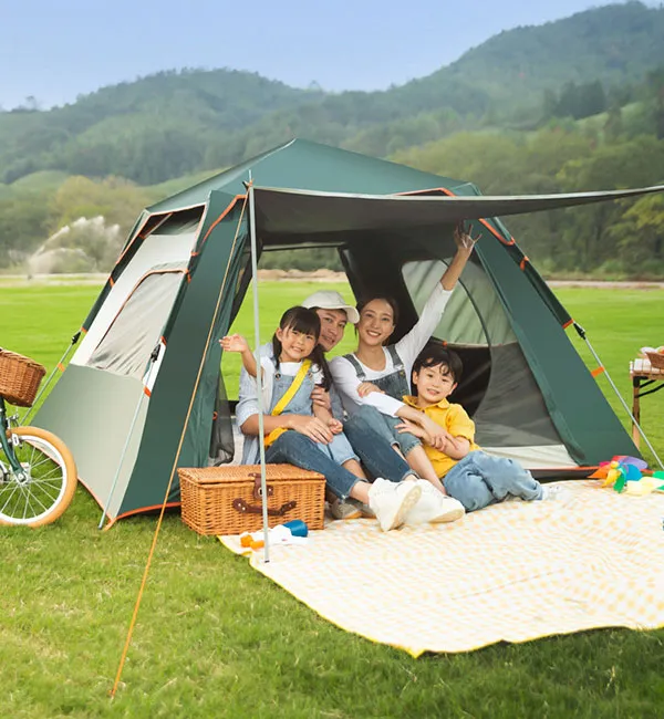 Outdoor Camping Hiking Traveling Lightweight Portable Folding Waterproof and Windproof Automatic Pop Up Family Dual-use External Pergola Tent Shelters 5-8 Person