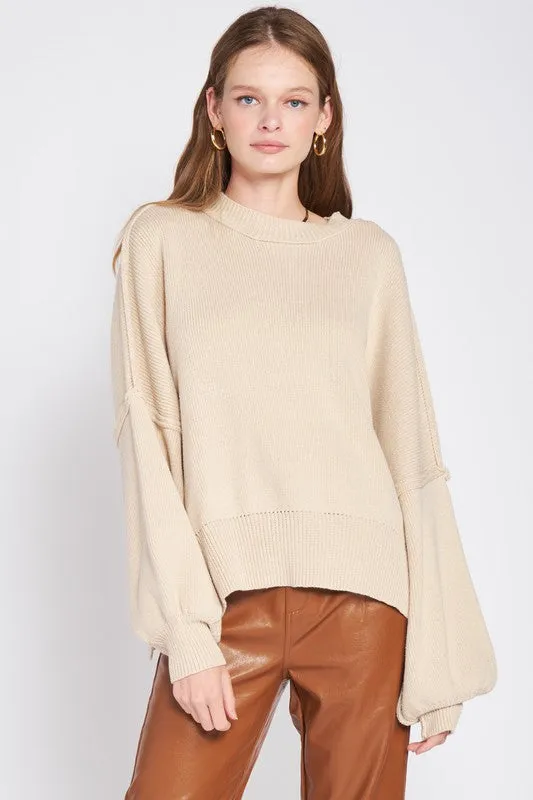 Oversized Long Sleeved Side Slit Sweater