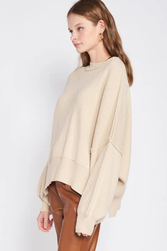 Oversized Long Sleeved Side Slit Sweater