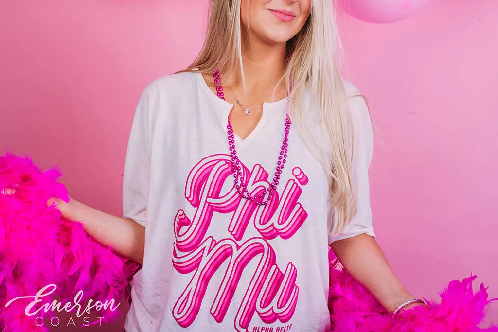 Phi Mu Pink Bid Day Notch Tee