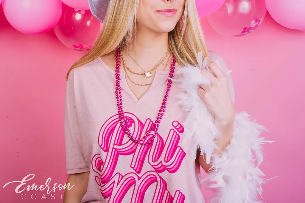 Phi Mu Pink Bid Day Notch Tee