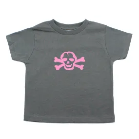 Pink Scribble Skull and Bones Baby-Girls Toddler Short Sleeve T-Shirt