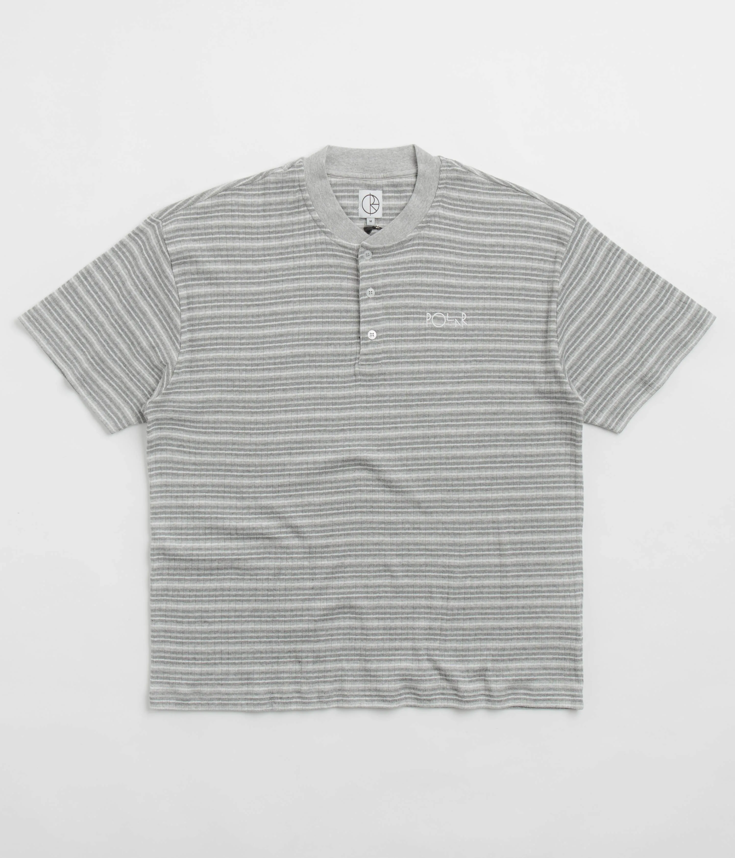 Polar Stripe Rib Henley T-Shirt - Heather Grey