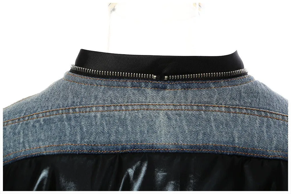 Pre Order:  Denim Patchwork Cropped Jacket