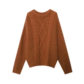 Pre Order:  Soft Round Neck Fried Dough Twists Knitted Sweater