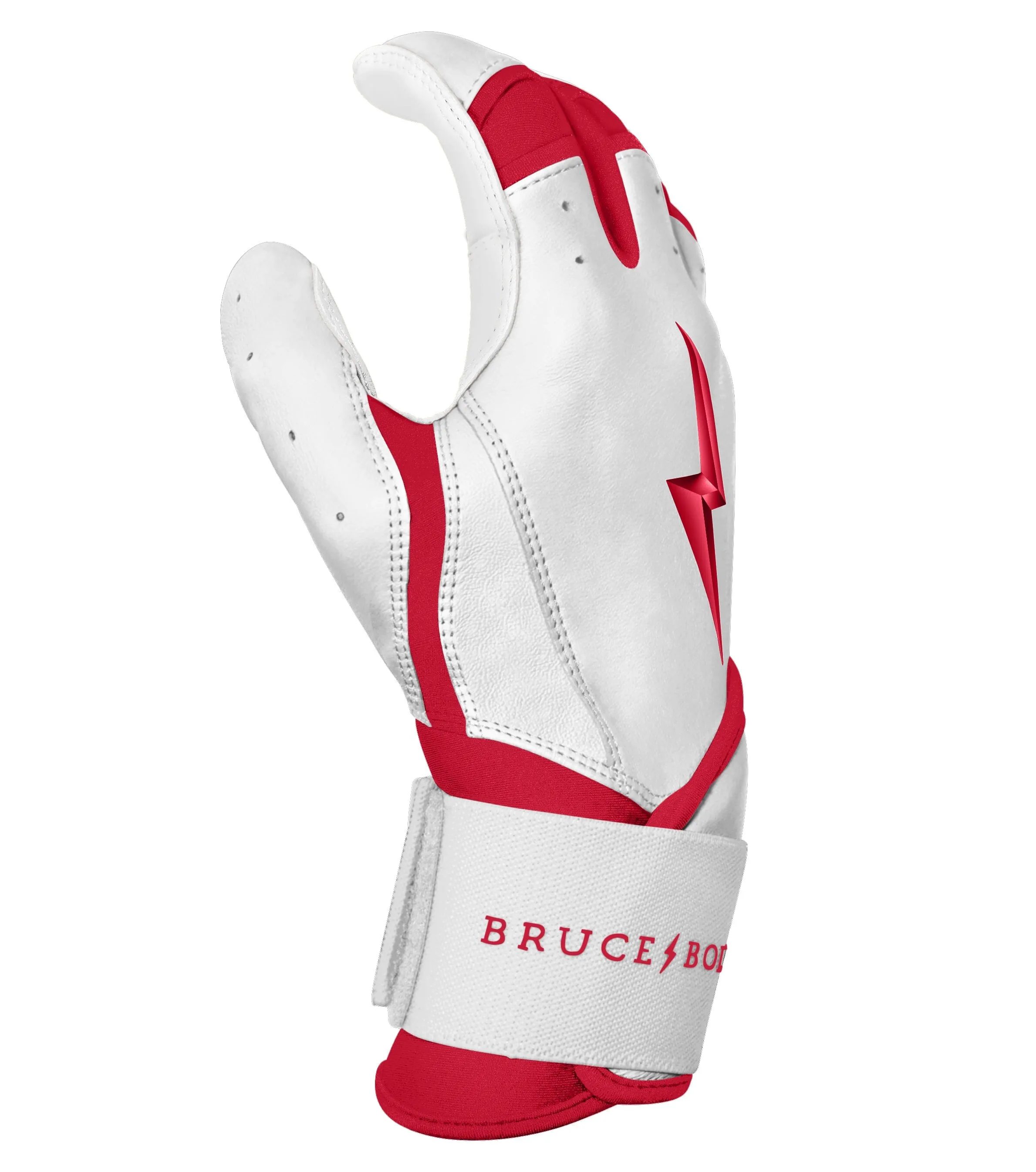 PREMIUM PRO CHROME Series Long Cuff Batting Gloves | RED