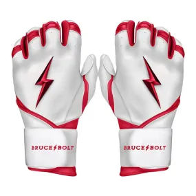 PREMIUM PRO CHROME Series Long Cuff Batting Gloves | RED