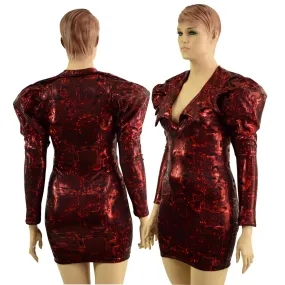 Primeval Red Bodycon Mini Dress with Victoria Sleeves