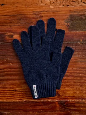 Recycled Cashmere Fingerless Gloves in Dark Navy