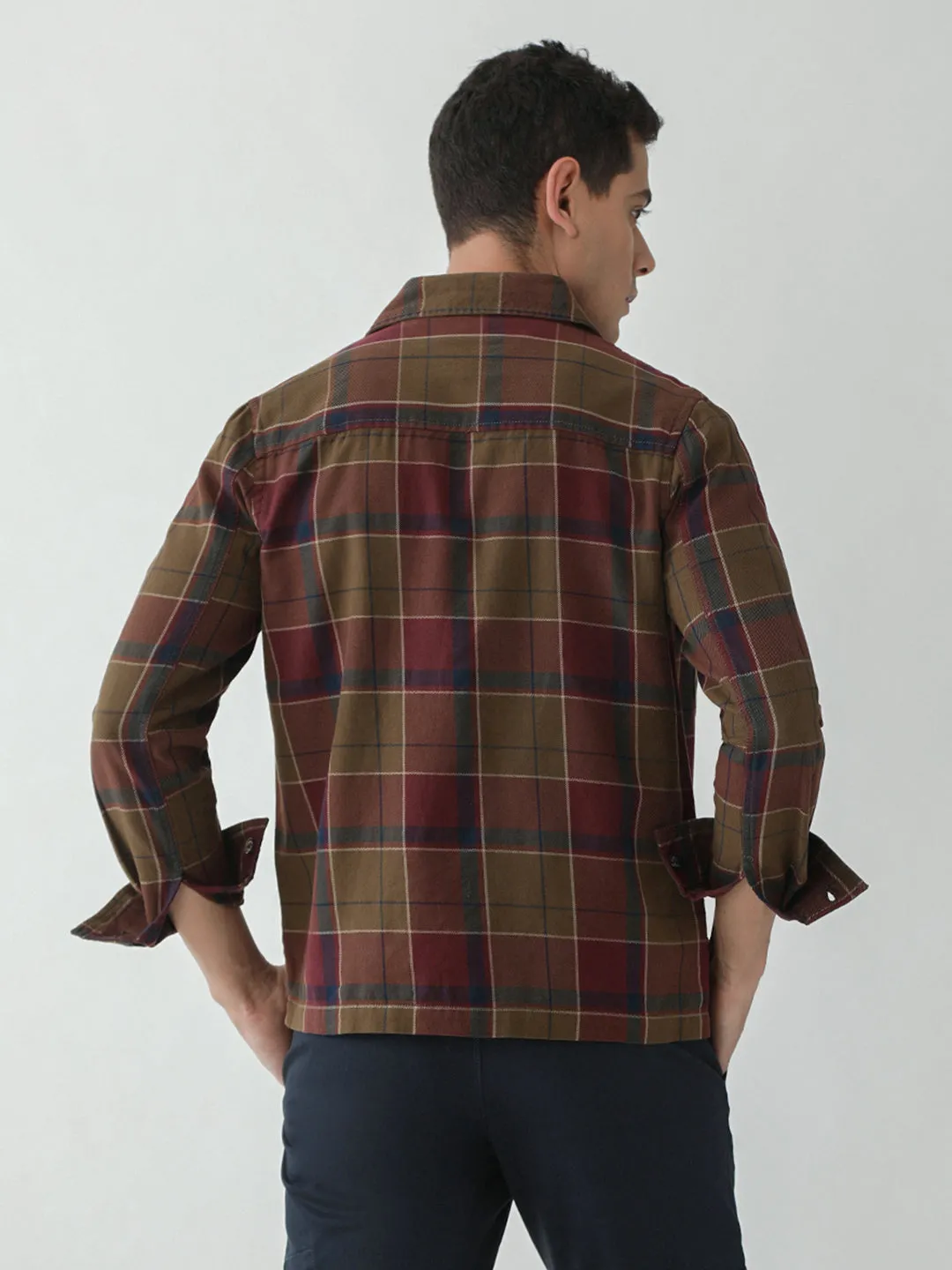 Rust Double Pocket Checks Shacket