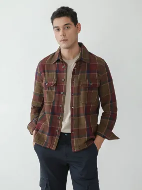 Rust Double Pocket Checks Shacket