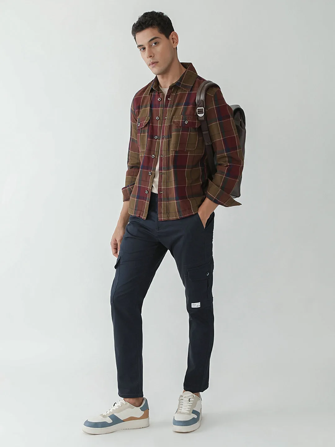 Rust Double Pocket Checks Shacket