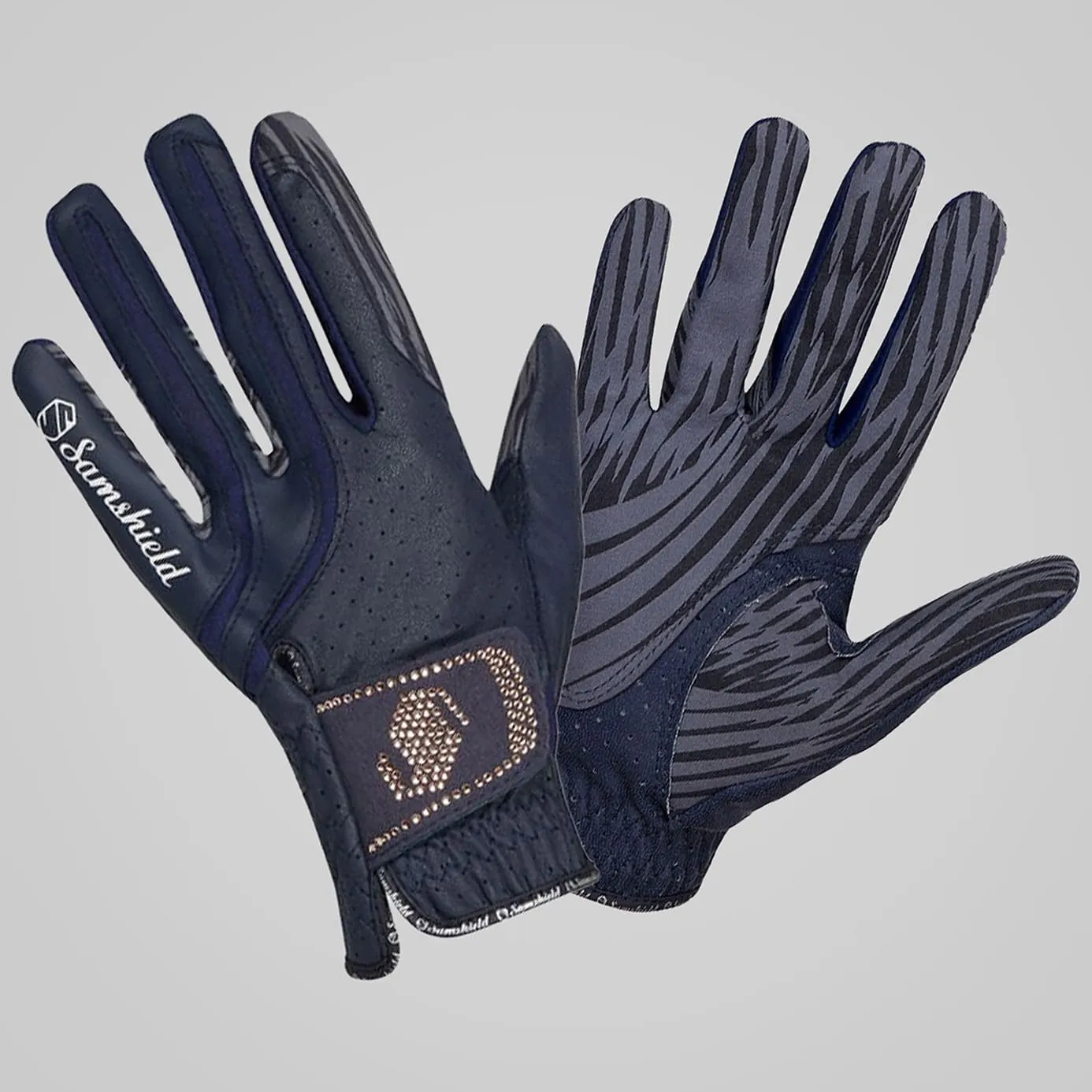 Samshield V-Skin Rose Gold Crystal Gloves - Navy/Rose Gold