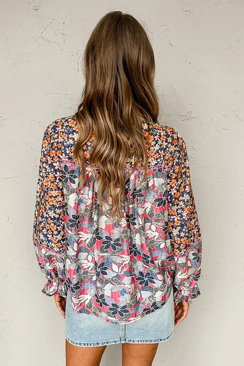 Save Your Applause Boho Print Long Sleeve Top