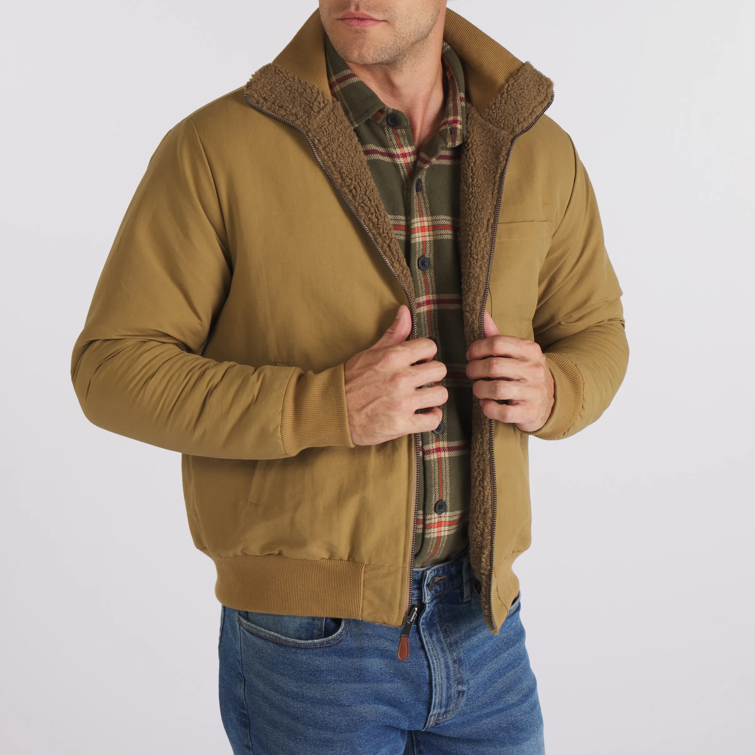 Sherpa Reversible Full Zip Jacket  - Canteen