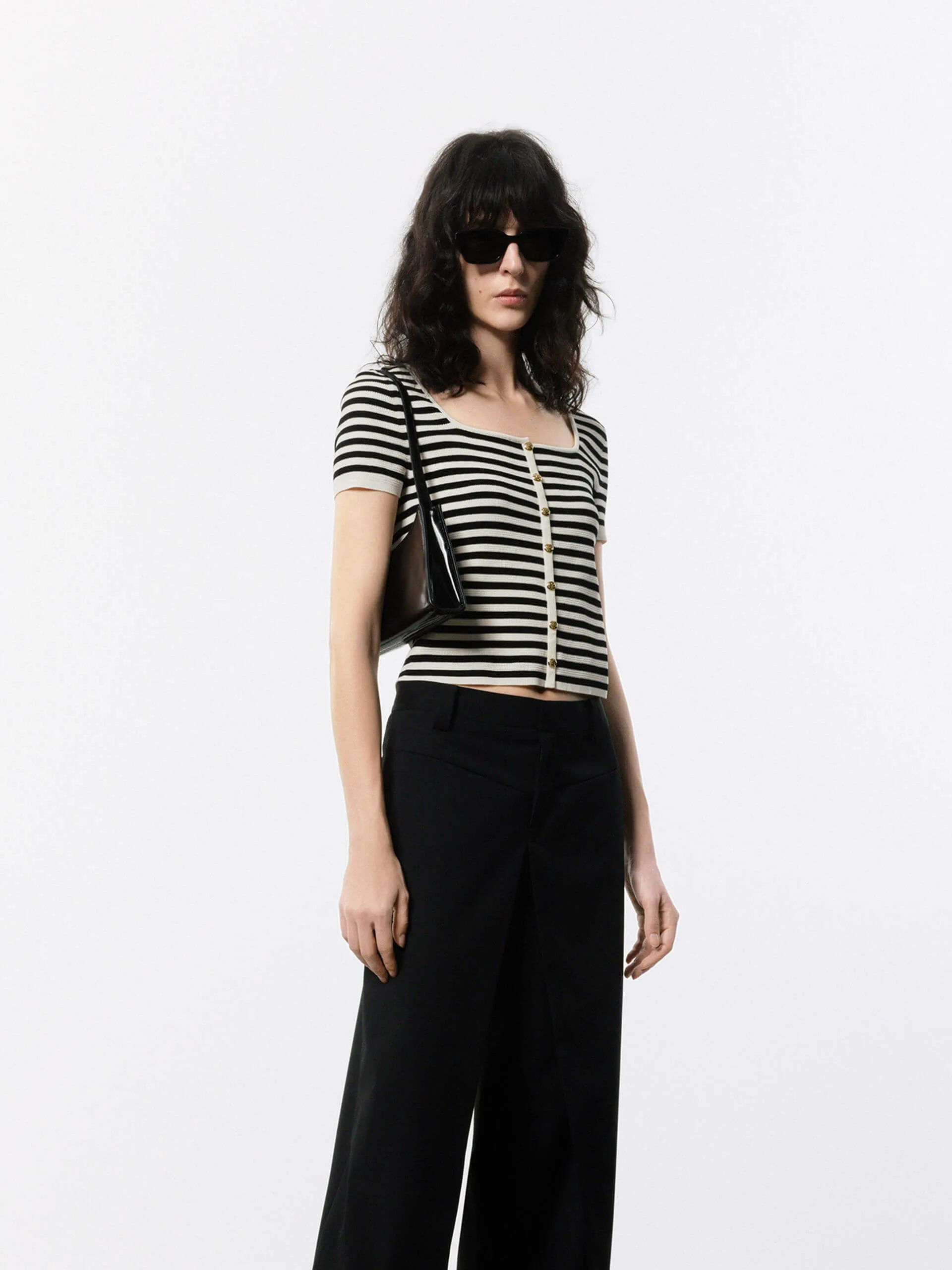 Square Collar Striped Top