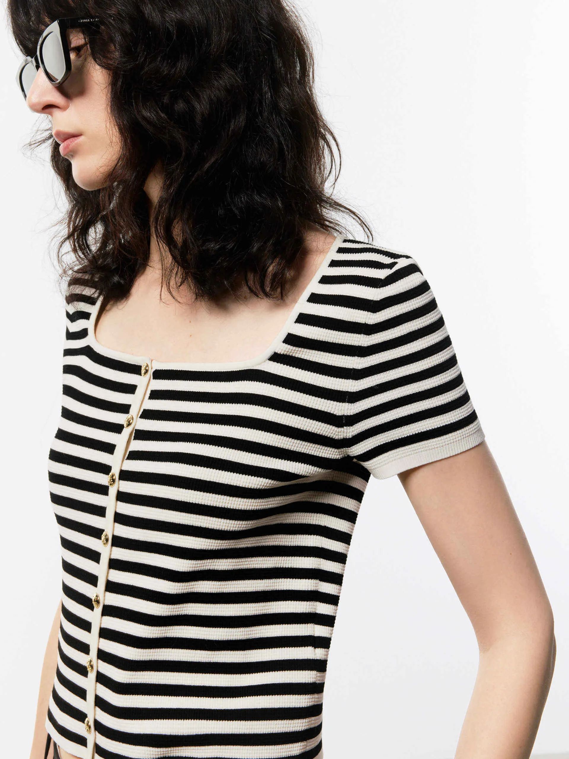 Square Collar Striped Top