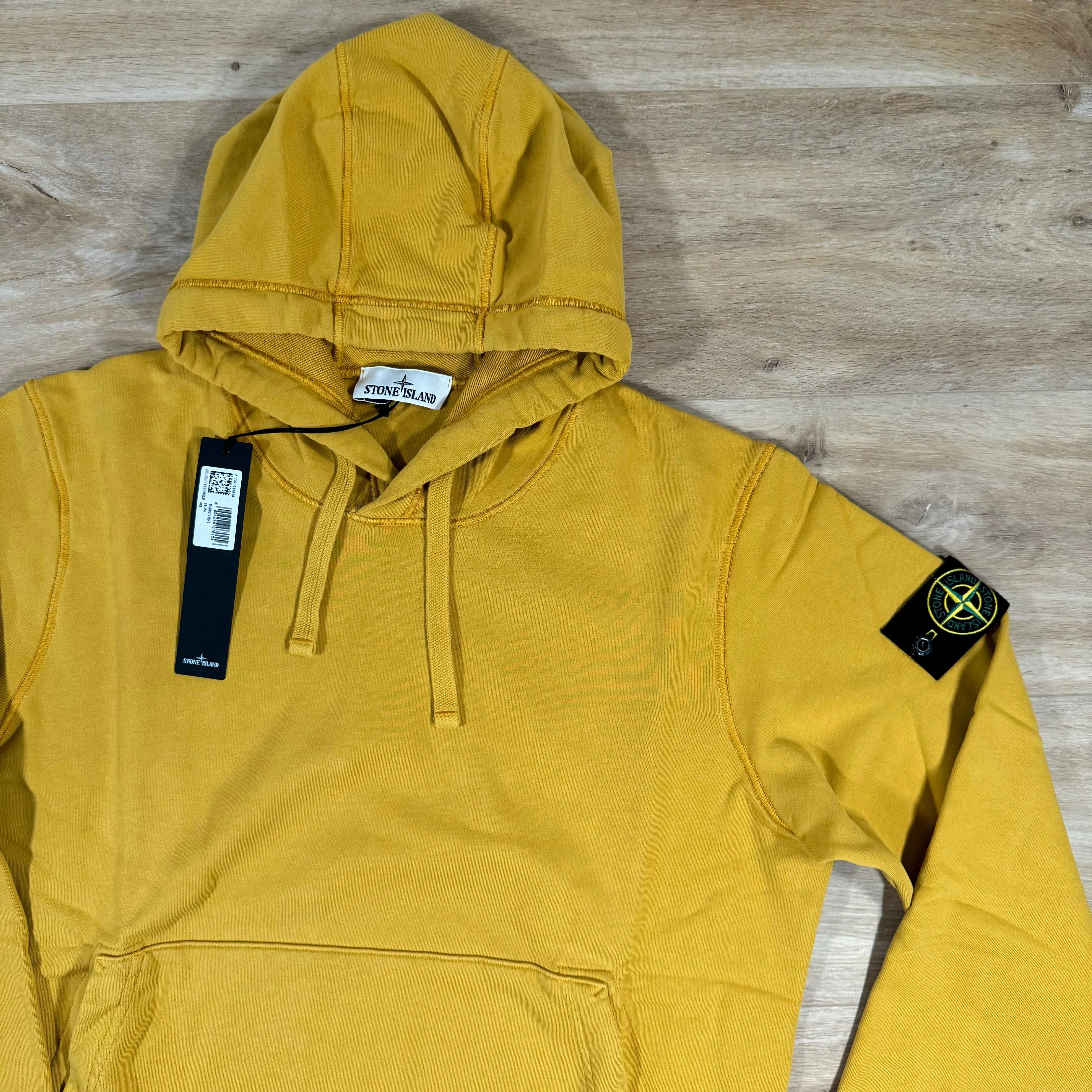 Stone Island Garment Dyed Pullover Hoodie in Mustard