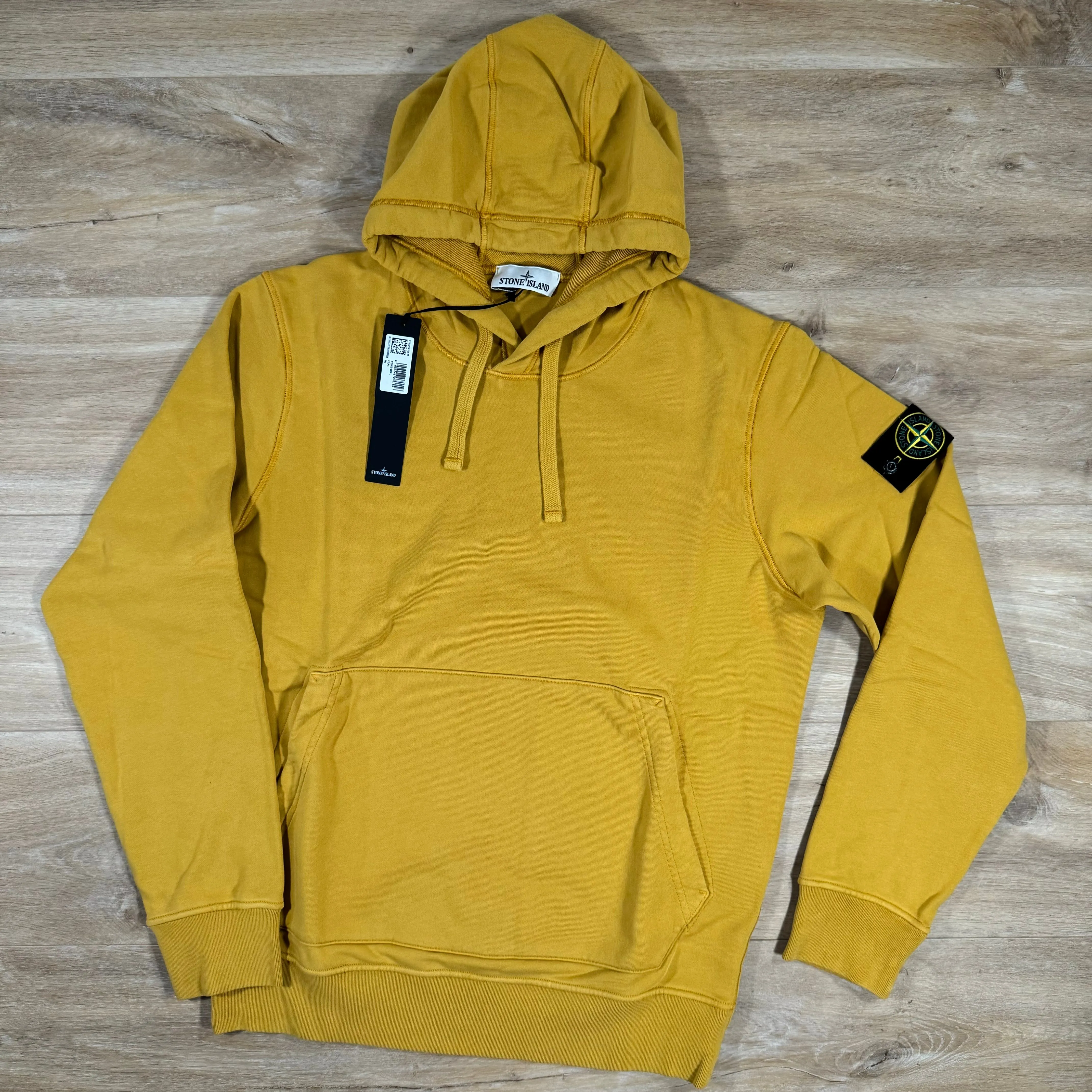 Stone Island Garment Dyed Pullover Hoodie in Mustard