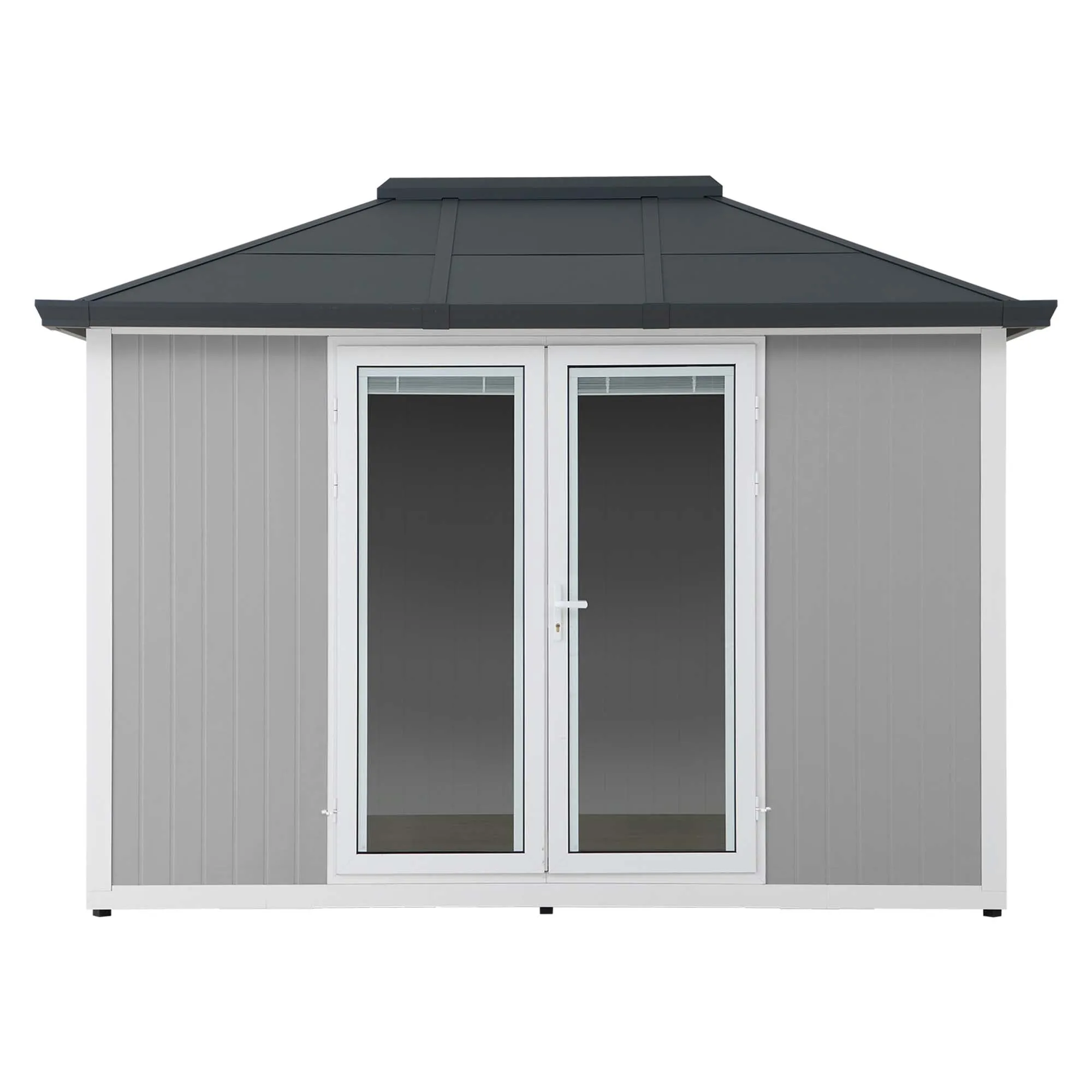 SUNJOY Esquire, Beyond Shed, 10'x12.6' Backyard Office Shed, Outdoor Storage Shed with Floors, 2 Windows, and Lockable Doors