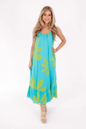 The Indi Braid Strap Midi Dress - Aqua