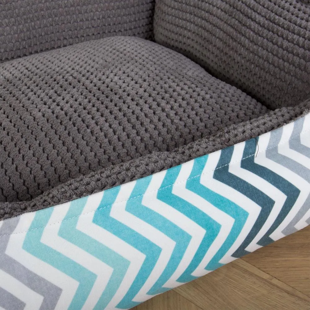 The Nest Orthopedic Memory Foam Dog Bed - Geo Print Chevron Teal