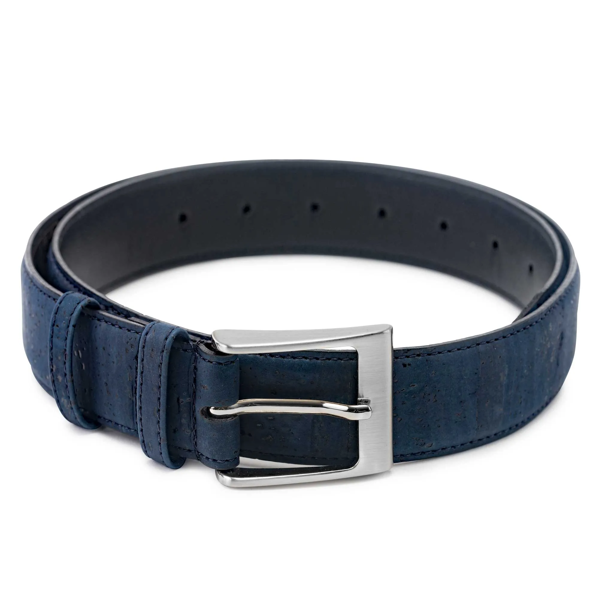 Three-Piece Construction Cork Vegan Belt | Blue