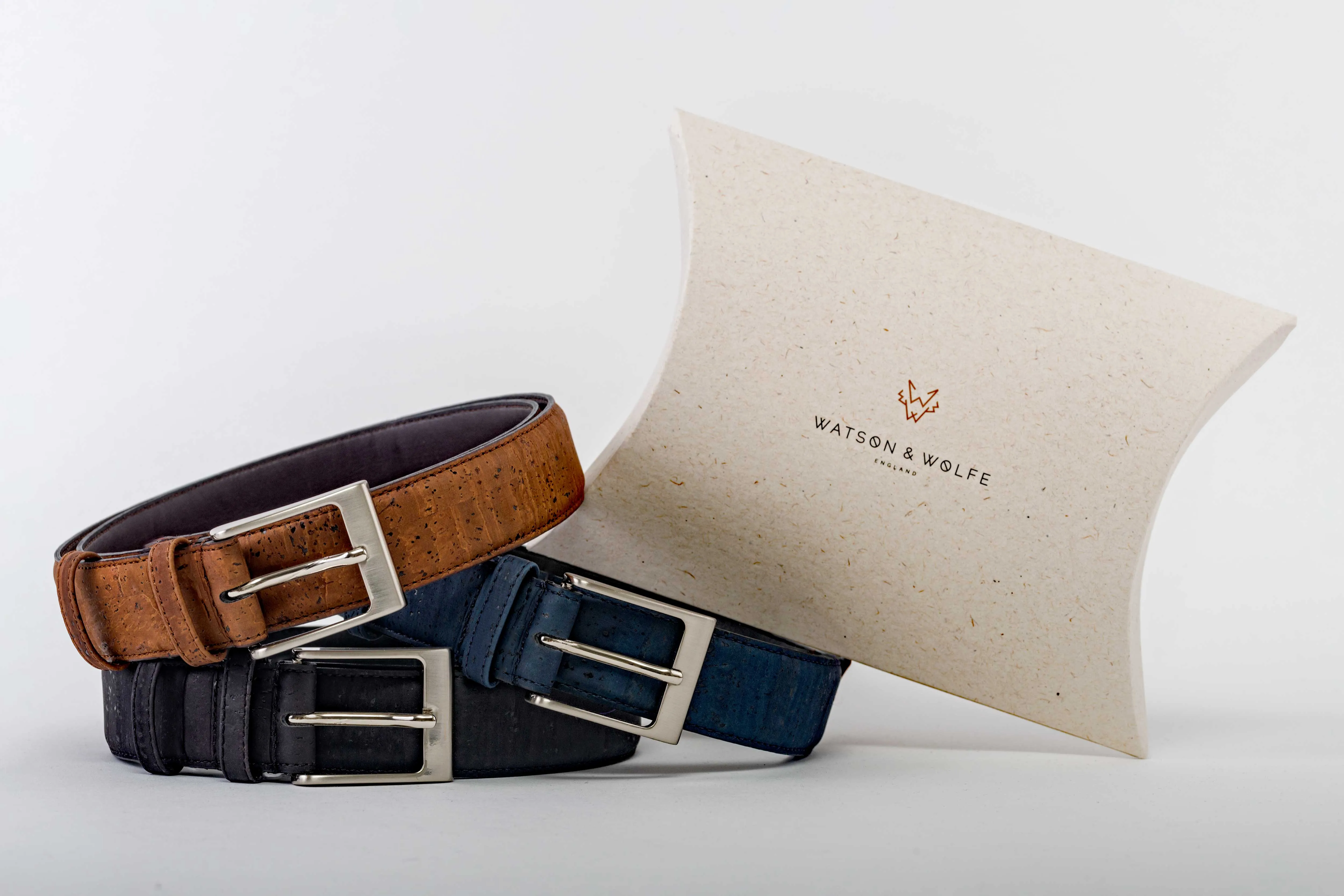 Three-Piece Construction Cork Vegan Belt | Blue