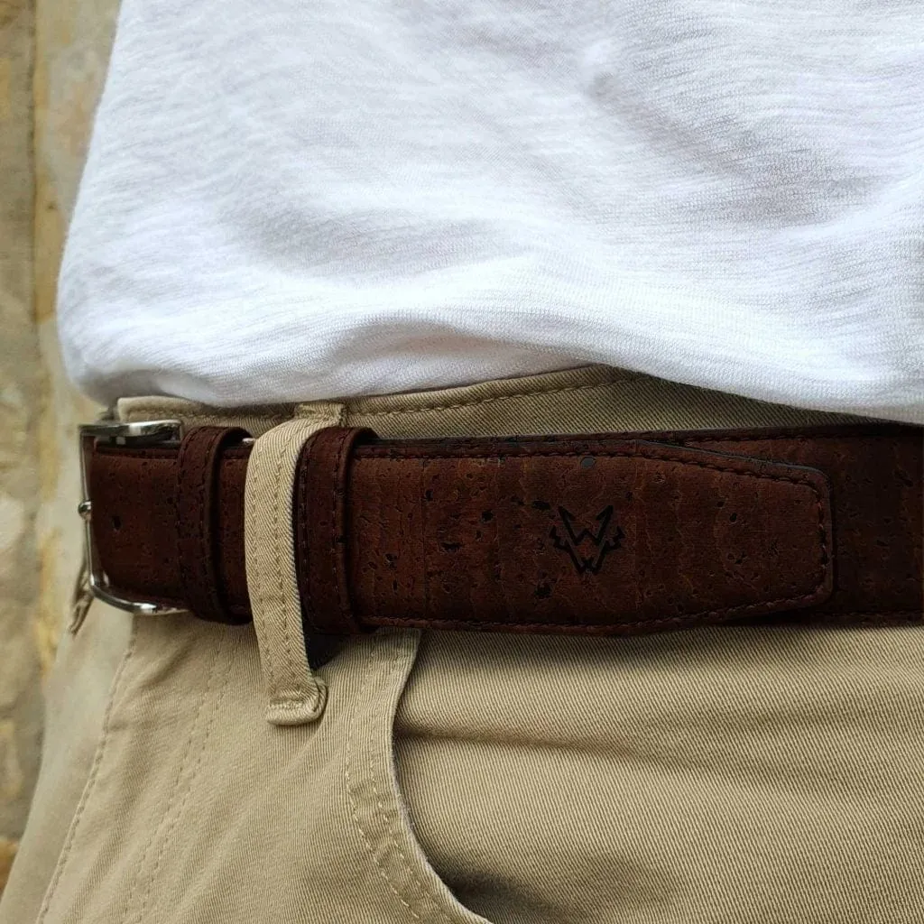 Three-Piece Construction Cork Vegan Belt | Brown