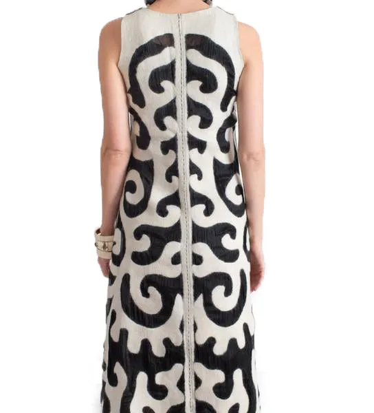 Totemic Dress: Ivory on Black