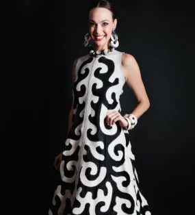 Totemic Dress: Ivory on Black