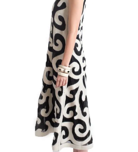 Totemic Dress: Ivory on Black