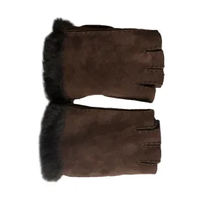 UGG Fingerless Shearling Chocolate Gloves - Women's