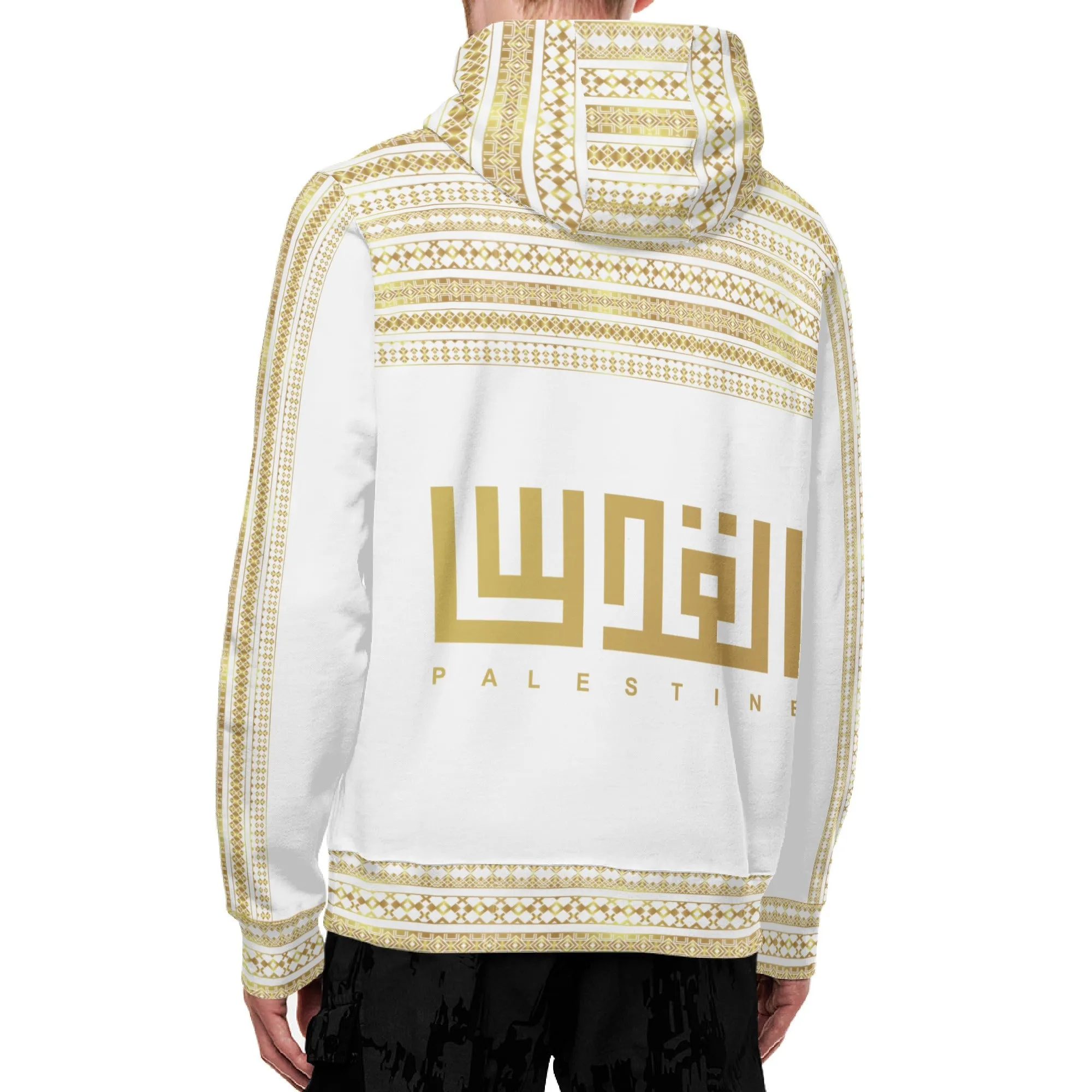 Unisex Palestine Decoration Full Zip Hoodie - White