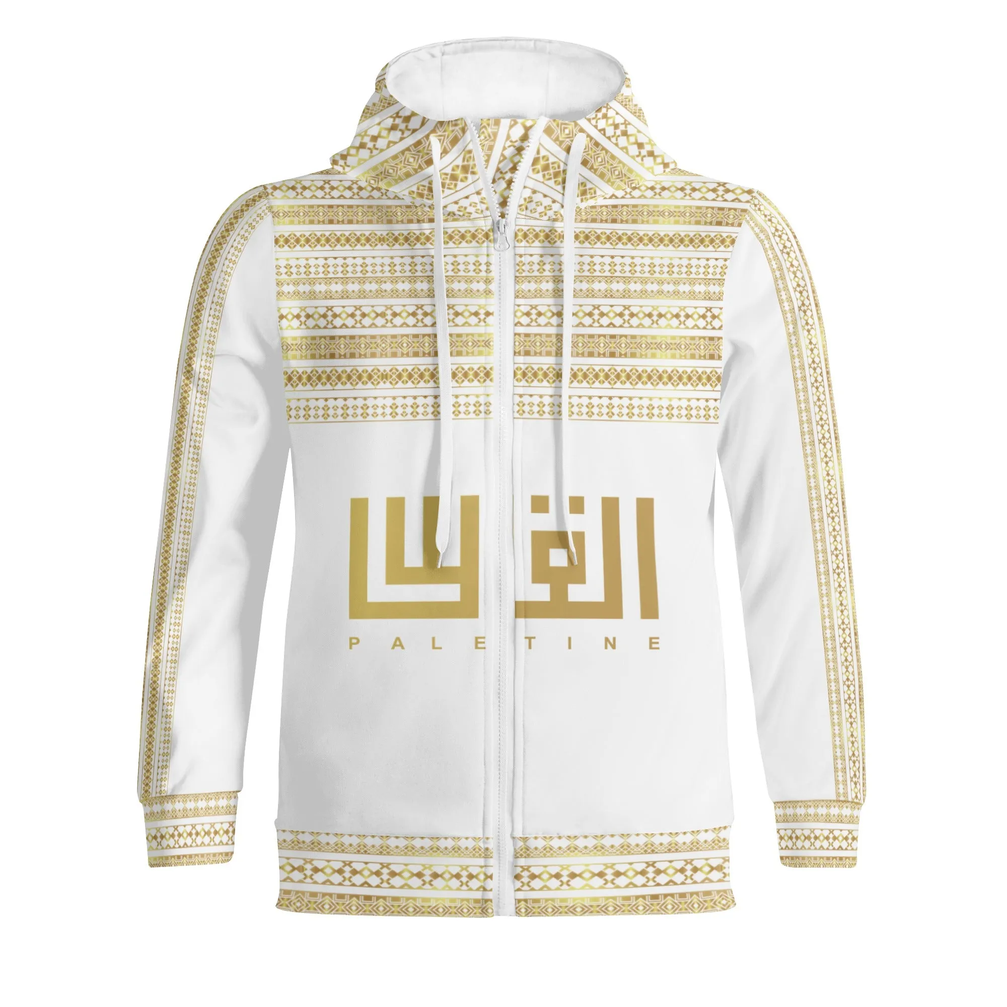 Unisex Palestine Decoration Full Zip Hoodie - White