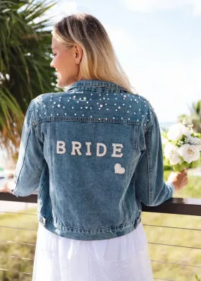 Uniwim Rhinestone Custom Bridal Denim Jacket Future Mrs Wedding Jackets Wifey Name Pearl Detailing Personalized Bridal Party Coat