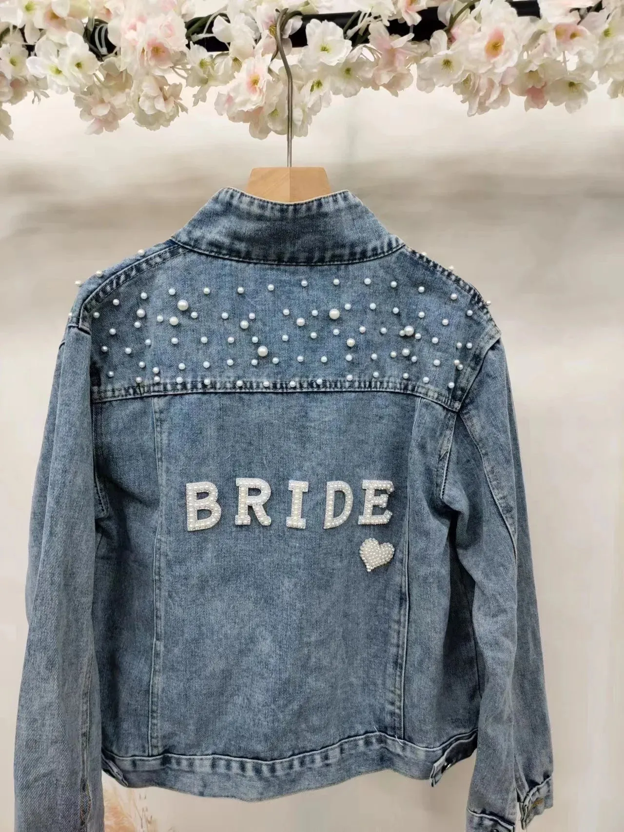 Uniwim Rhinestone Custom Bridal Denim Jacket Future Mrs Wedding Jackets Wifey Name Pearl Detailing Personalized Bridal Party Coat