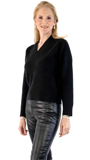 V-Neck Cashmere Sweater - Black