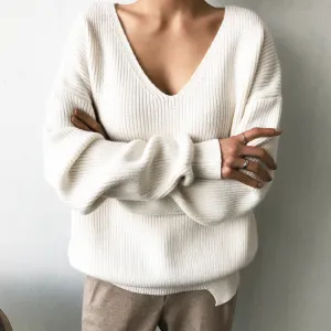 V-Neck Knitted Casual Sweater