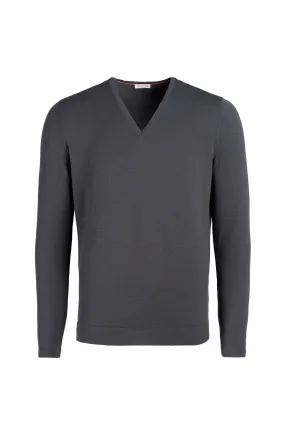 V-neck sweater made of merino stretch, slim fit