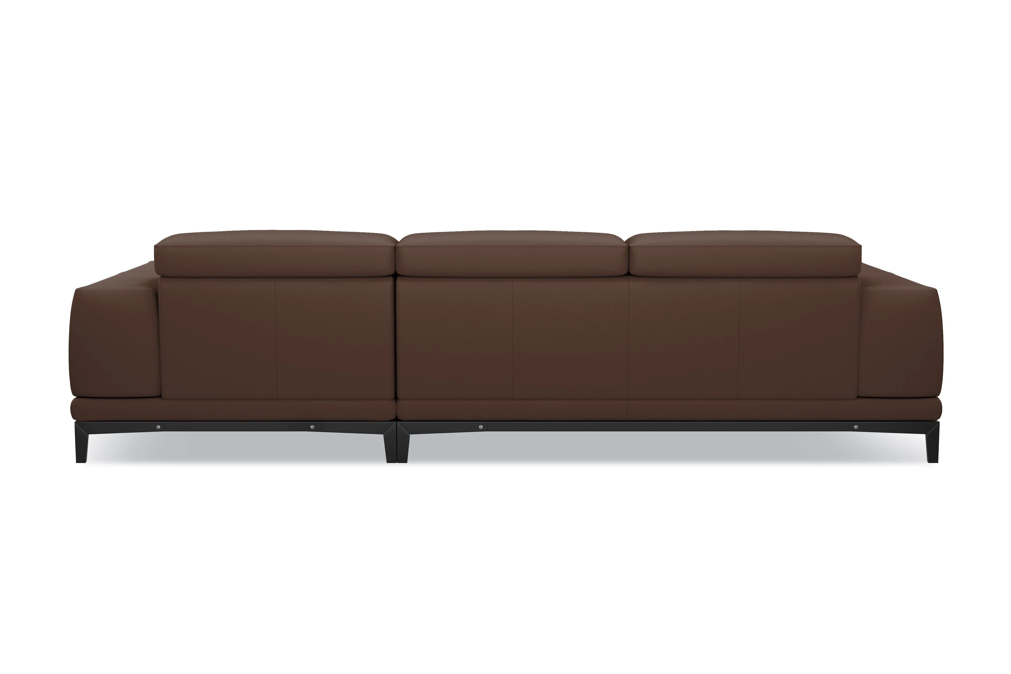 Valencia Valletta Top Grain Leather Three Seats with Right Chaise Sofa, Dark Brown