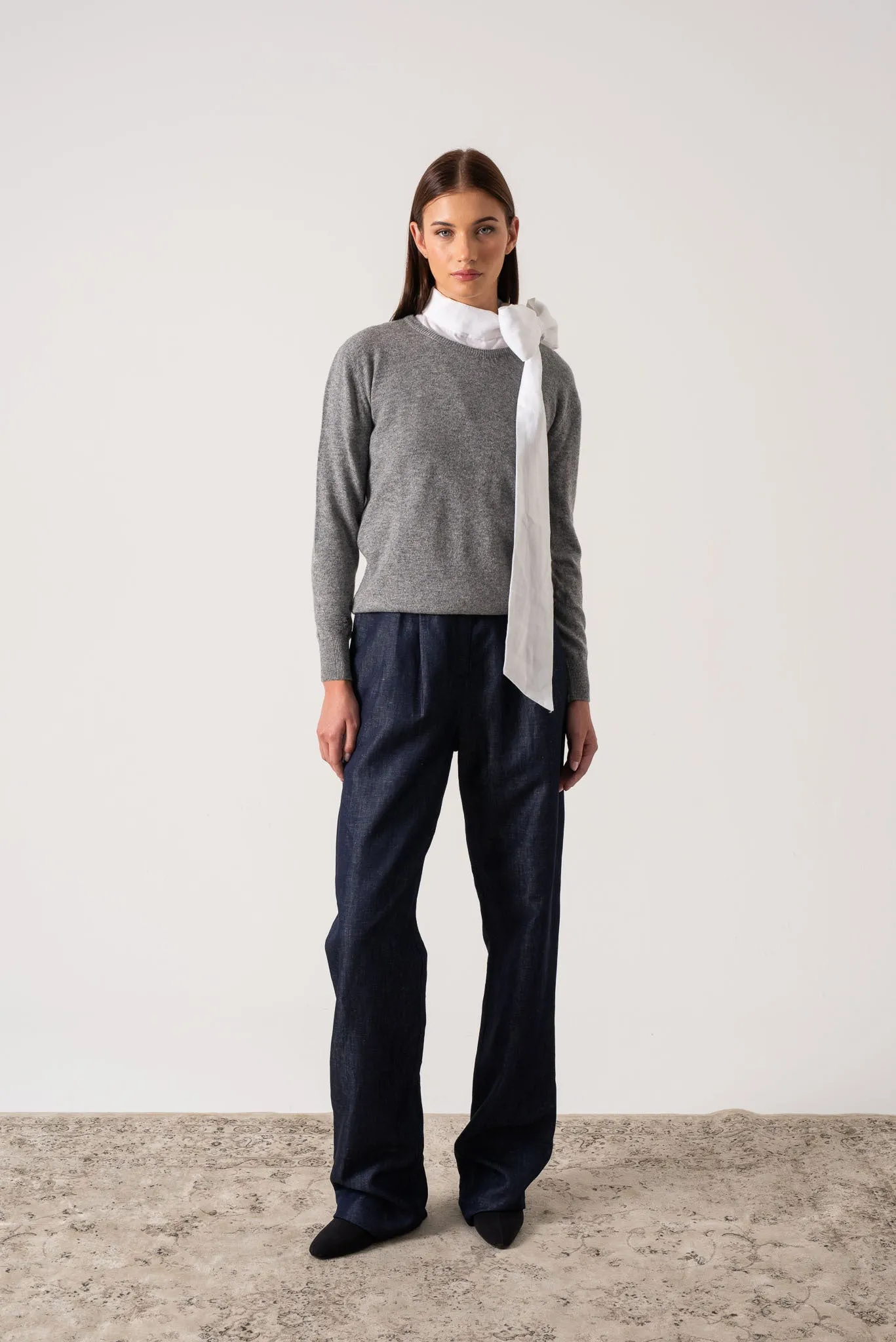 Velare Crewneck 100% Cashmere Sweater Mélange Grey