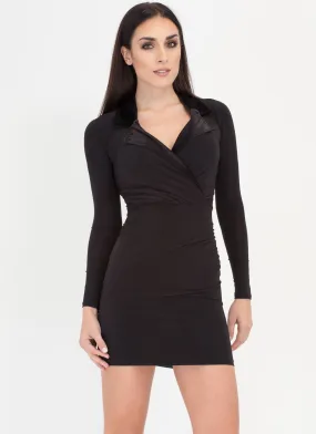 Velvet Touch Collared Ruched Minidress