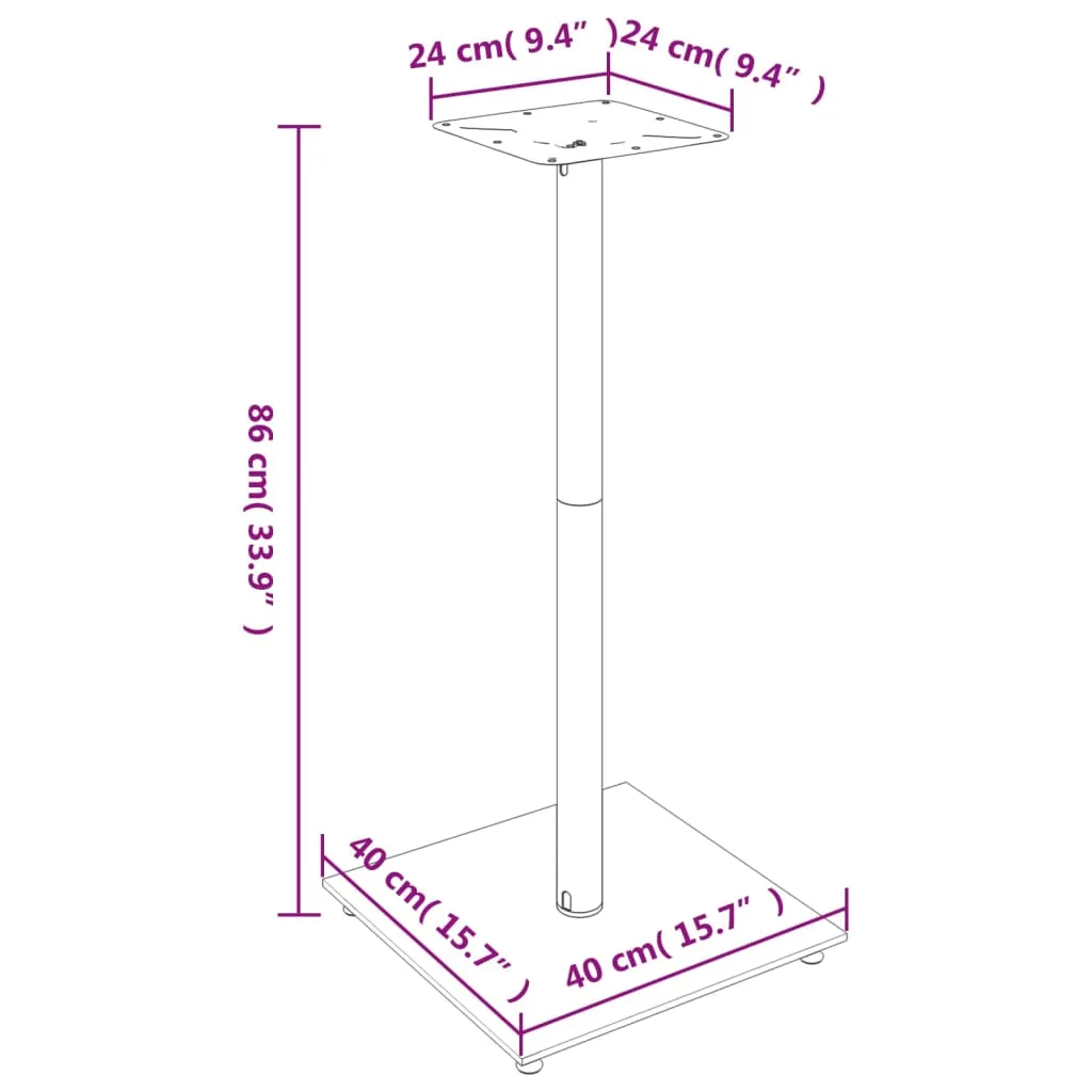 vidaXL Speaker Stands 2 pcs Black Tempered Glass 1 Pillar Design