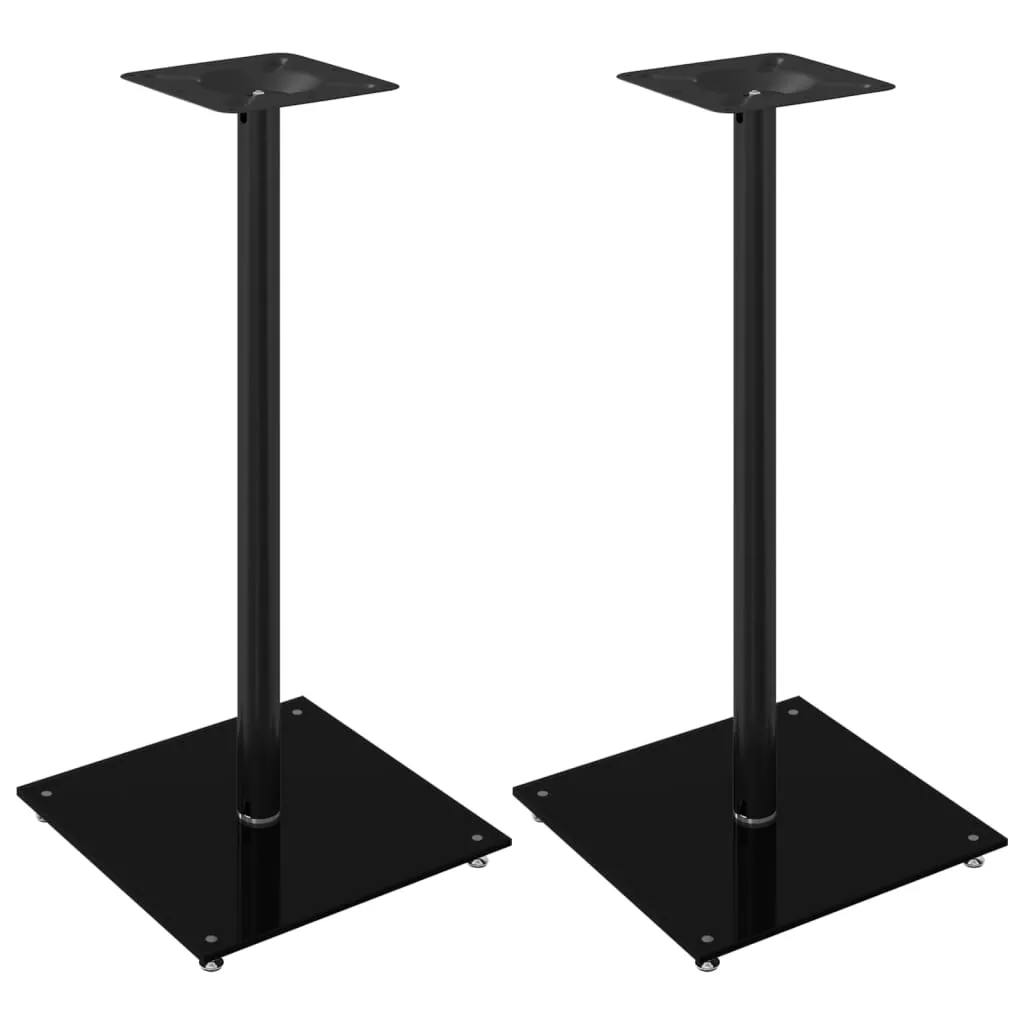 vidaXL Speaker Stands 2 pcs Black Tempered Glass 1 Pillar Design