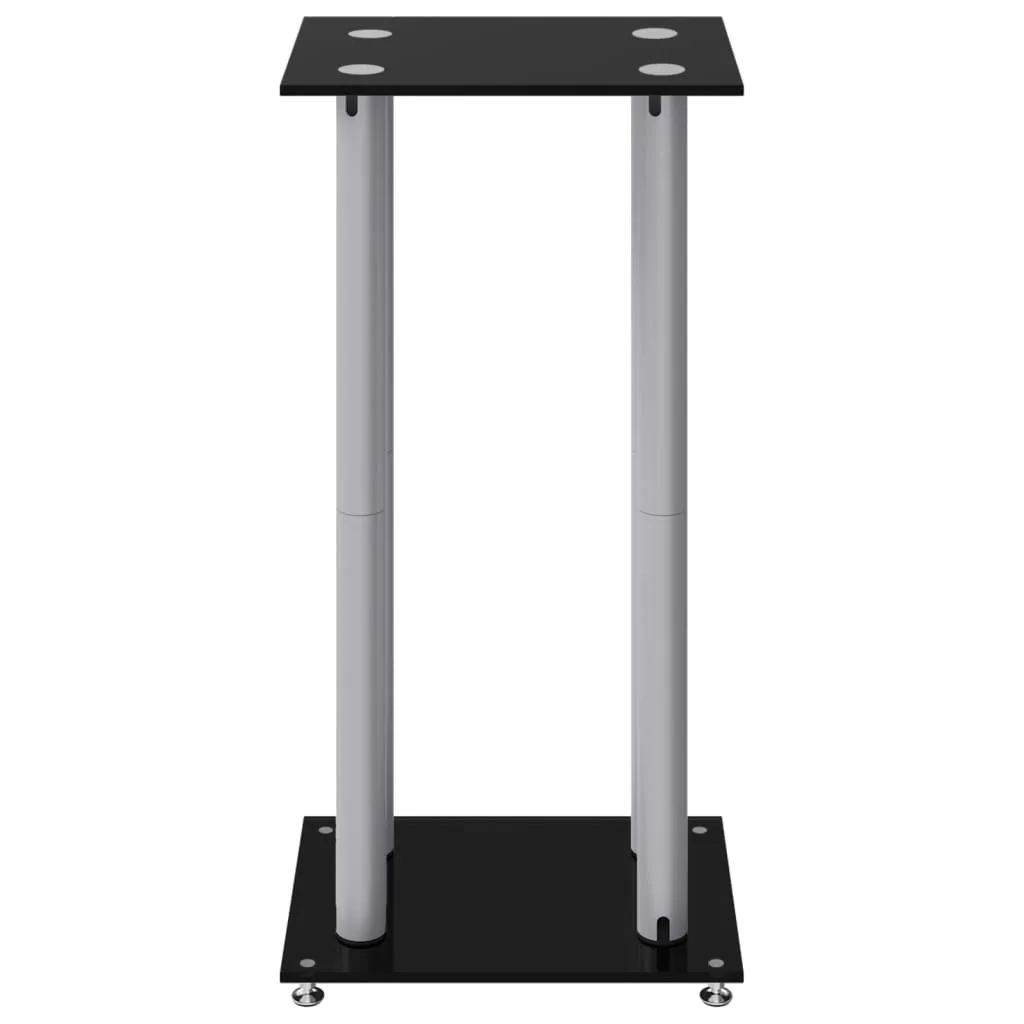 vidaXL Speaker Stands 2 pcs Black&Silver Tempered Glass 4 Pillars Design