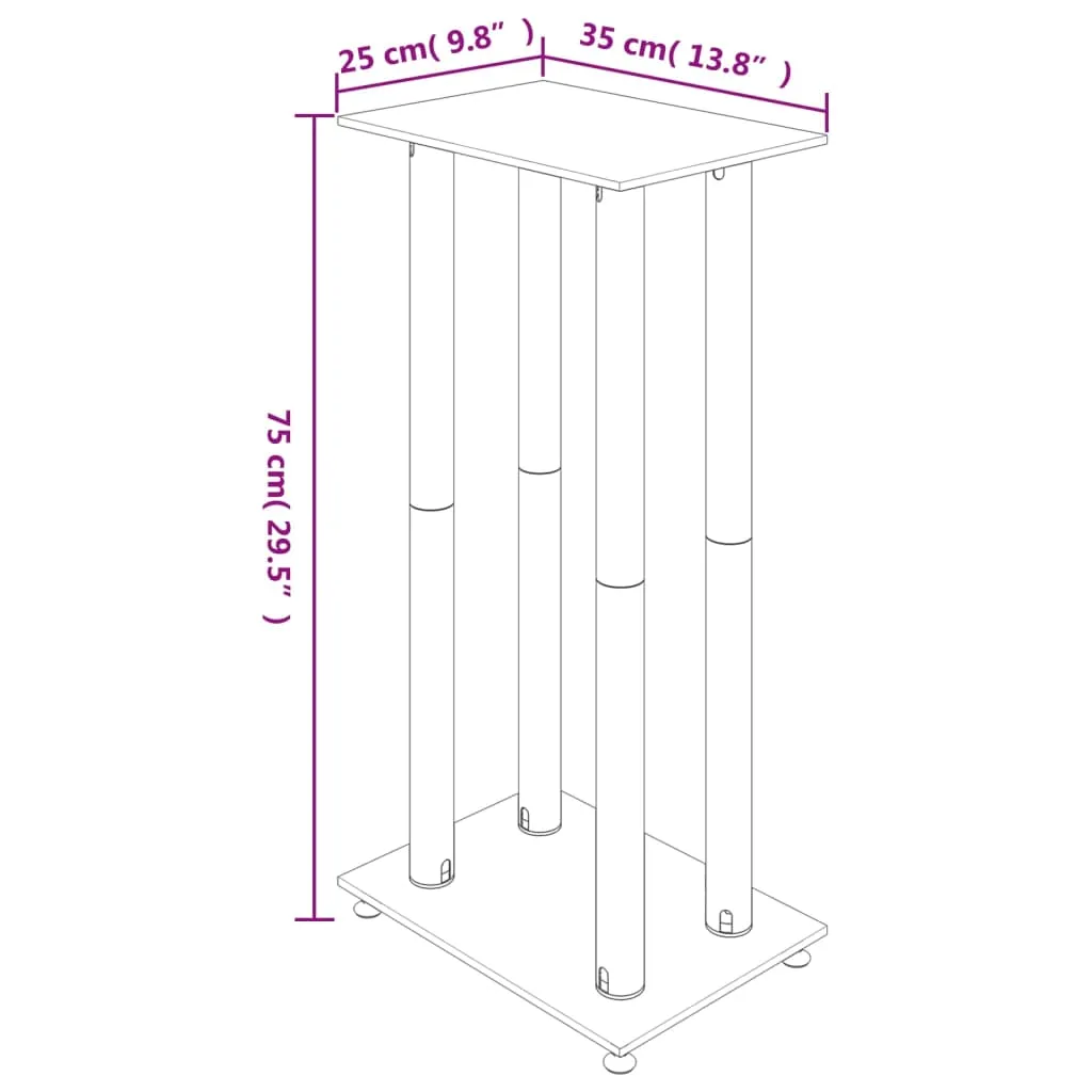 vidaXL Speaker Stands 2 pcs Black&Silver Tempered Glass 4 Pillars Design