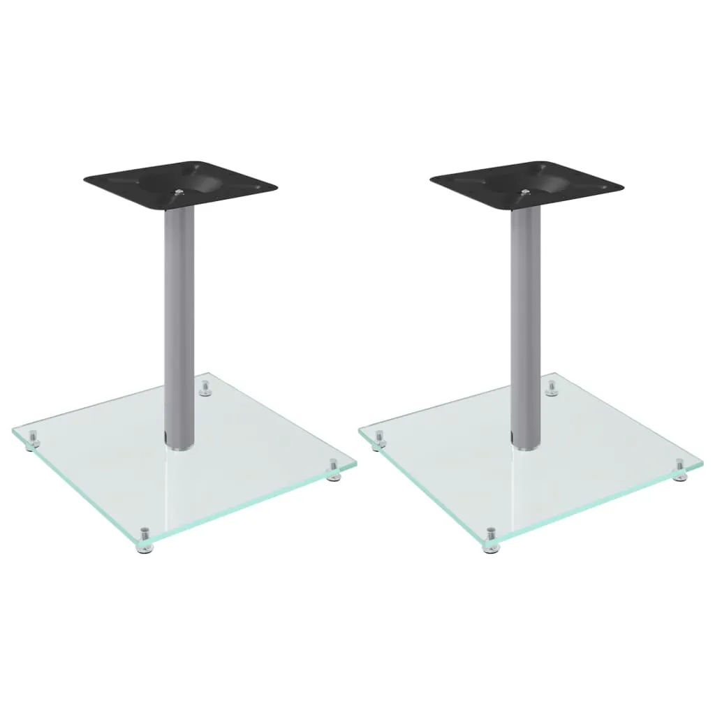 vidaXL Speaker Stands 2 pcs Silver Tempered Glass 1 Pillar Design