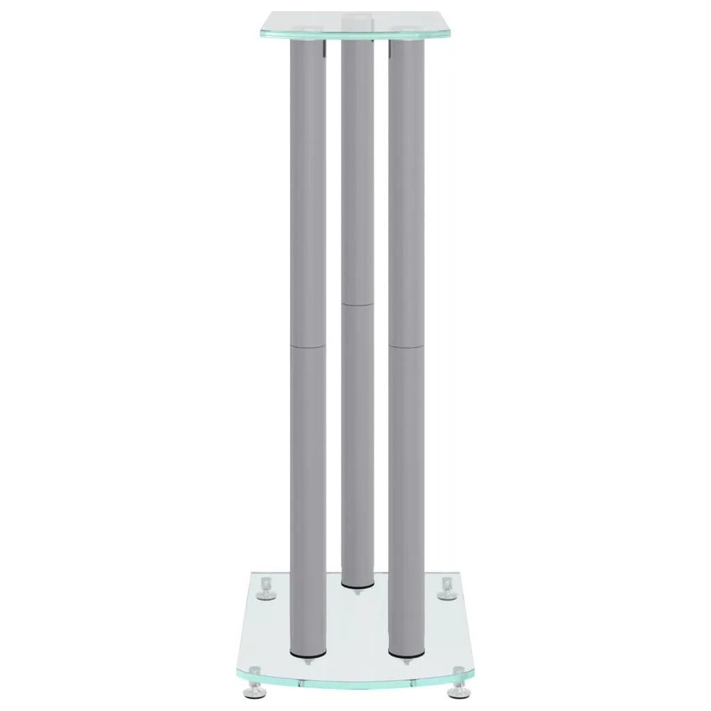 vidaXL Speaker Stands 2 pcs Silver Tempered Glass 3 Pillars Design